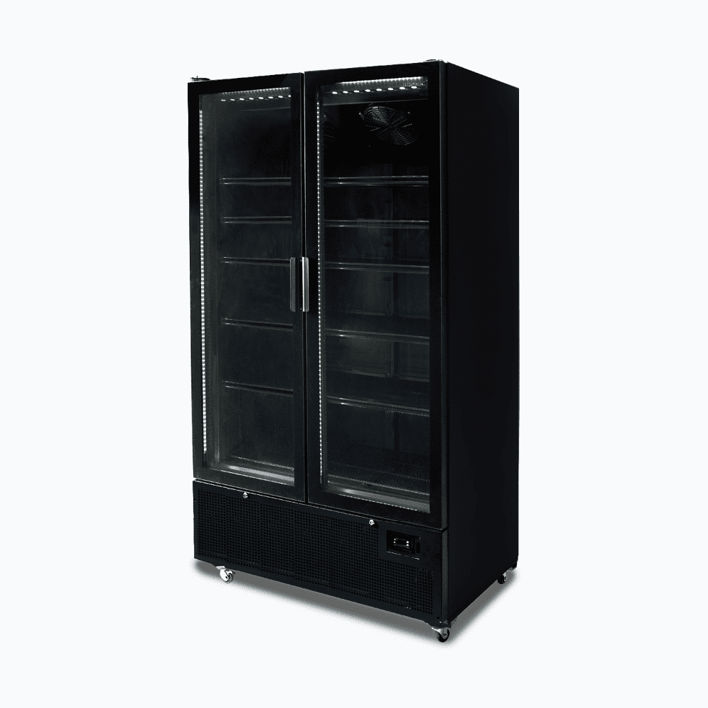 Bromic Upright Display Fridge - 1126L - 2 Door - Flat Glass - Black GM1100B-NR