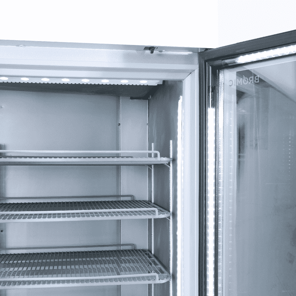 Bromic Upright Display Fridge - 1082L - 2 Door - Flat Glass - Lightbox - Black GM1100LB-NR