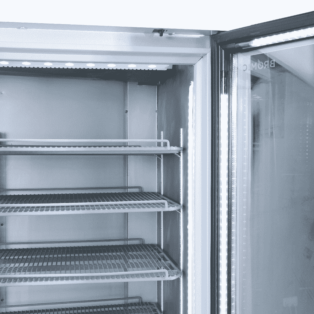 Bromic Upright Display Fridge - 1082L - 2 Door - Flat Glass - Lightbox - Silver GM1100LS-NR