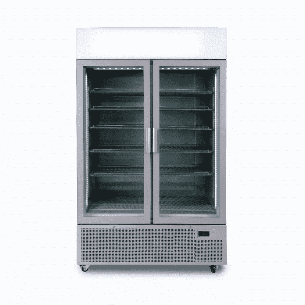 Bromic Upright Display Fridge - 1082L - 2 Door - Flat Glass - Lightbox - Silver GM1100LS-NR