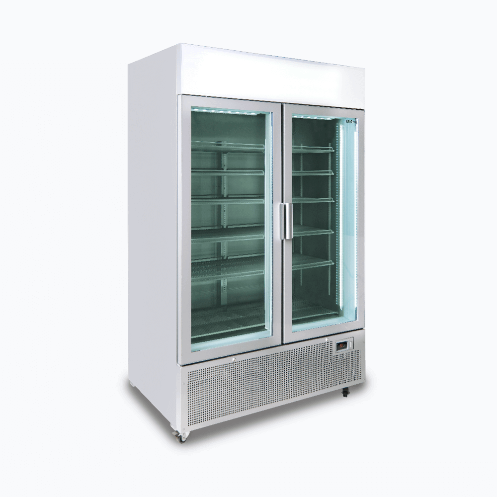 Bromic Upright Display Fridge - 1082L - 2 Door - Flat Glass - Lightbox - Silver GM1100LS-NR
