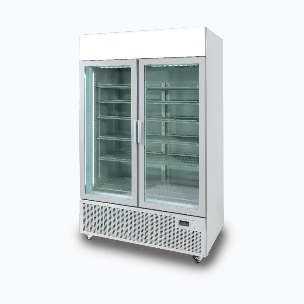 Bromic Upright Display Fridge - 1082L - 2 Door - Flat Glass - Lightbox - Silver GM1100LS-NR