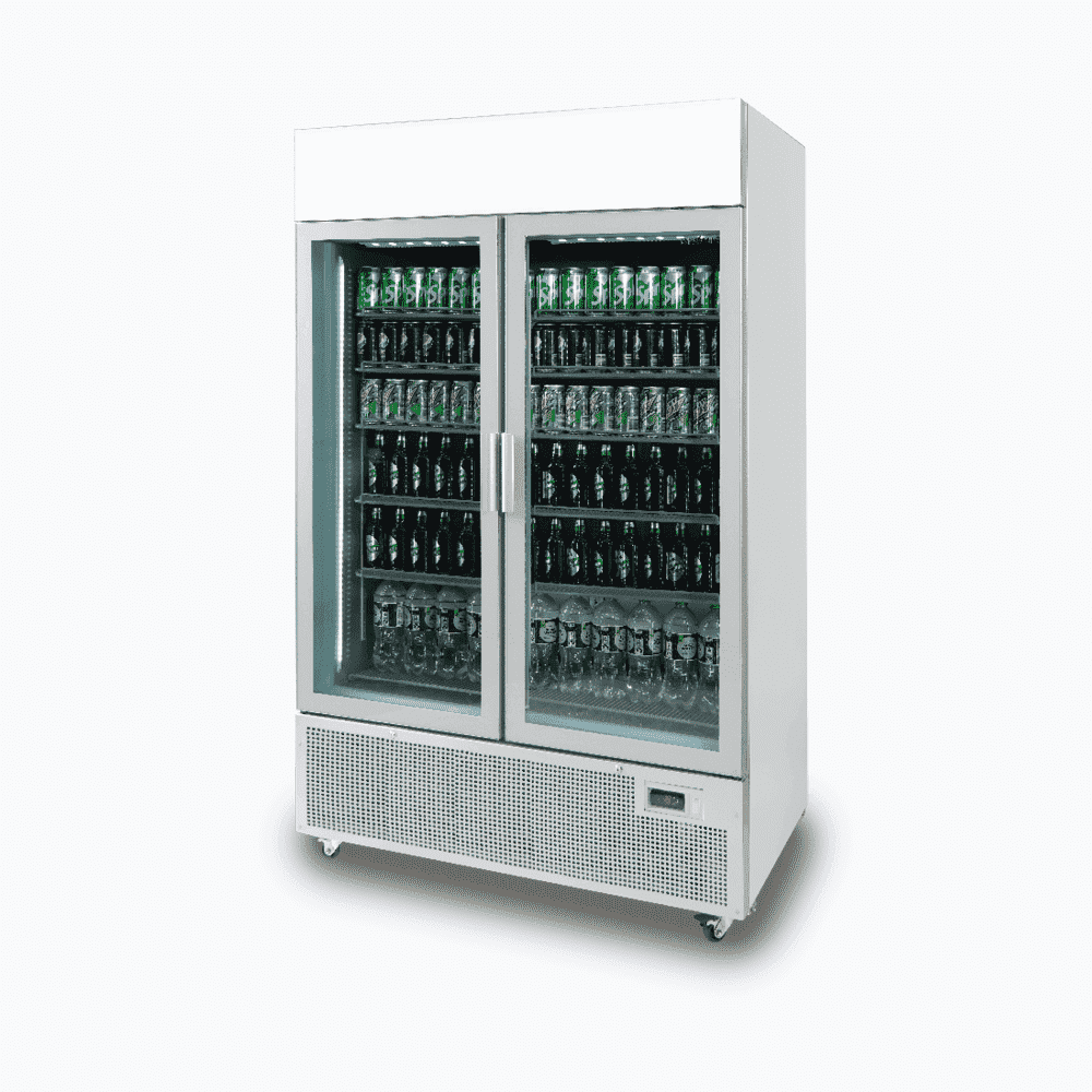Bromic Upright Display Fridge - 1082L - 2 Door - Flat Glass - Lightbox - Silver GM1100LS-NR