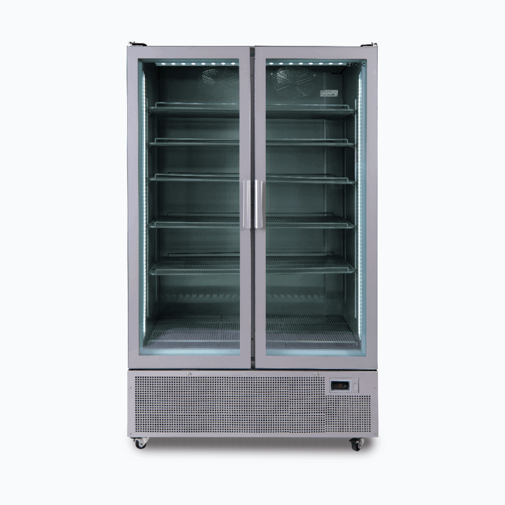 Bromic Upright Display Fridge - 1126L - 2 Door - Flat Glass - Silver GM1100S-NR