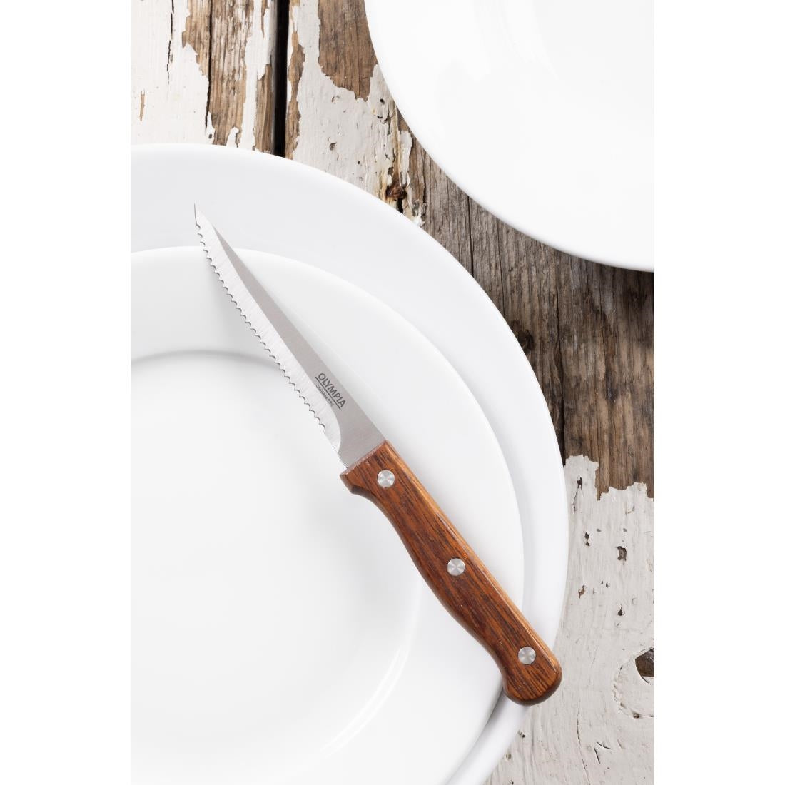 Olympia Steak Knife Wooden Handle (12 Pack) - C136