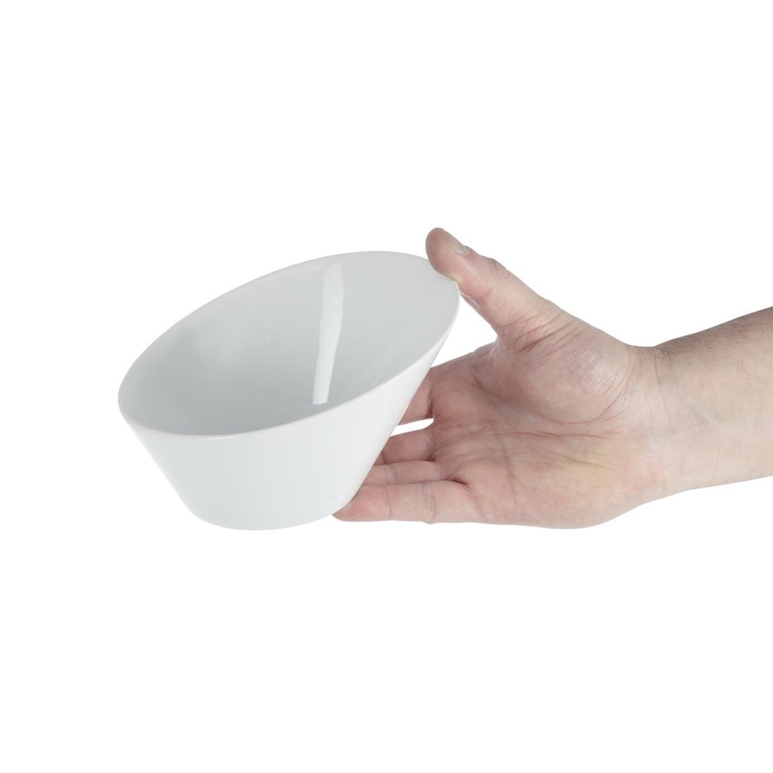 Olympia Whiteware Oval Sloping Bowls 154x 133mm 335ml (4 Pack) - CB079