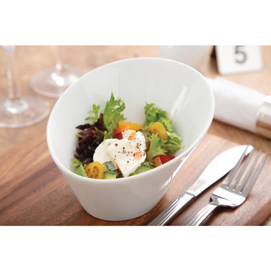 Olympia Whiteware Oval Sloping Bowls 154x 133mm 335ml (4 Pack) - CB079