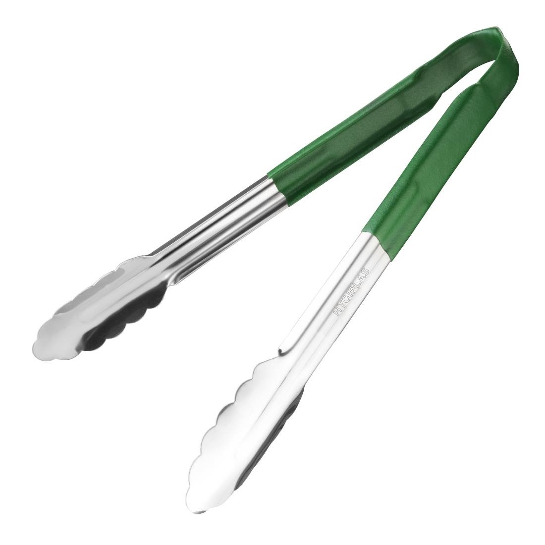 Hygiplas Colour Coded Green Serving Tongs 300mm - CB155