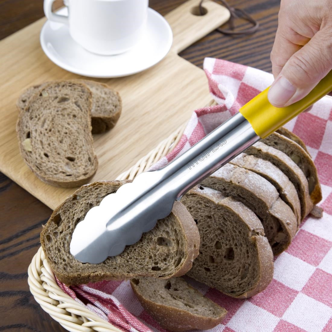 Hygiplas Colour Coded Yellow Serving Tongs 300mm - CB157