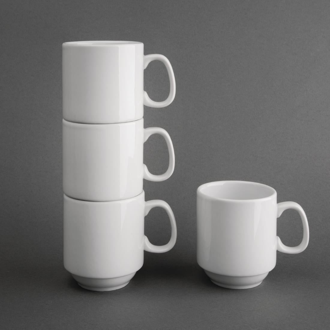 Olympia Whiteware Stacking Mugs 285ml (12 Pack) - CB461