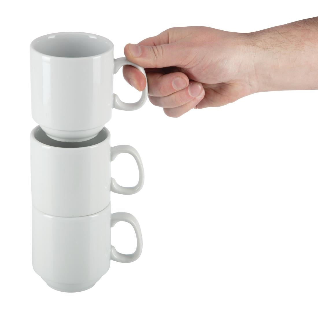 Olympia Whiteware Stacking Mugs 285ml (12 Pack) - CB461