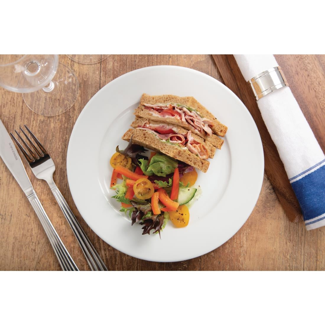Olympia Whiteware Wide Rimmed Plates 230mm (12 Pack) - CB480