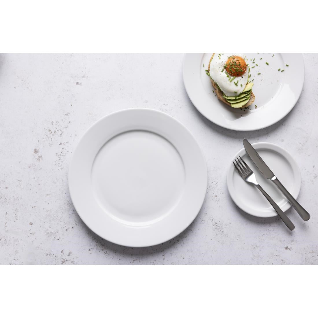 Olympia Whiteware Wide Rimmed Plates 250mm (12 Pack) - CB481
