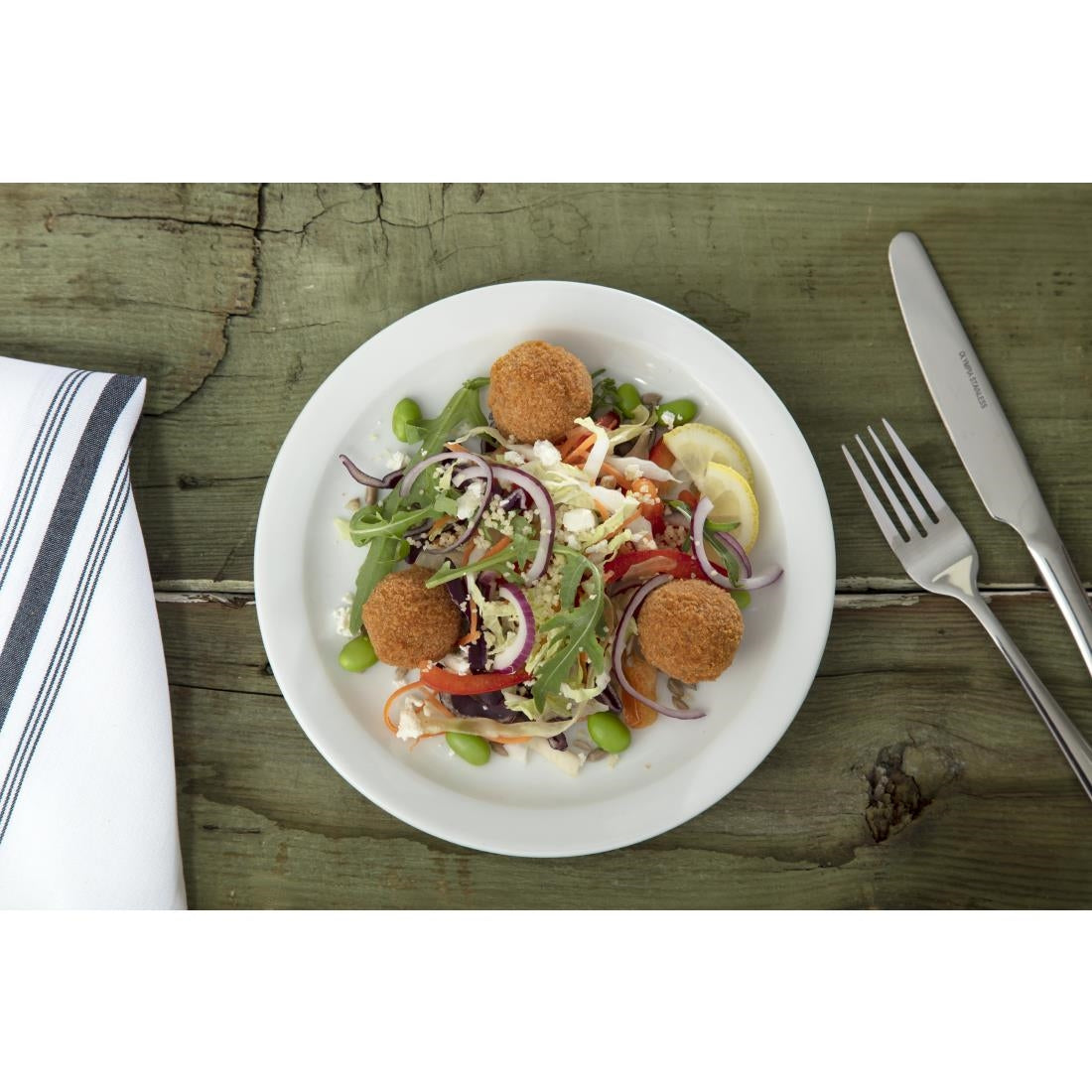 Olympia Whiteware Narrow Rimmed Plates 200mm (12 Pack) - CB488