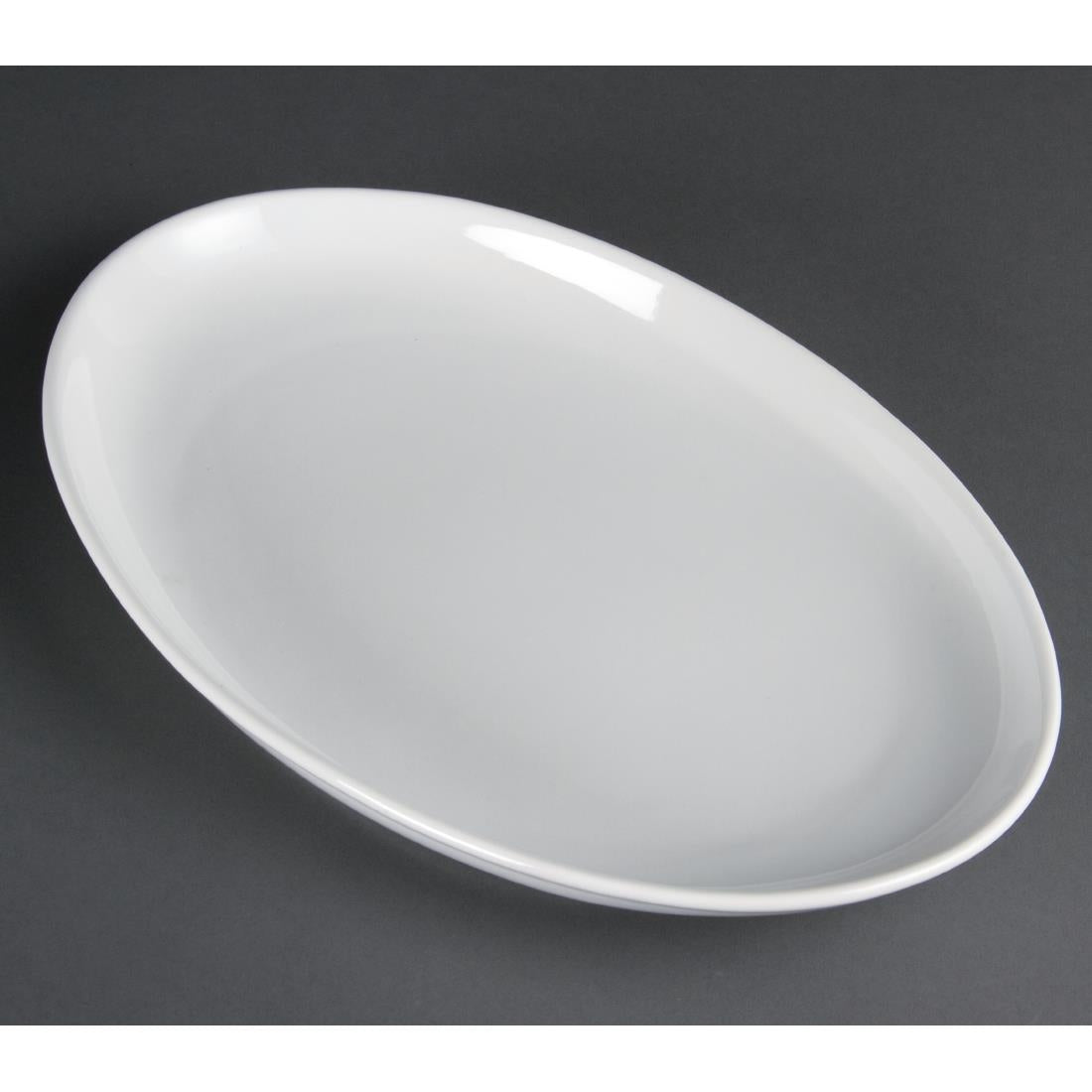 Olympia Whiteware French Deep Oval Plates 365mm (2 Pack) - CC891