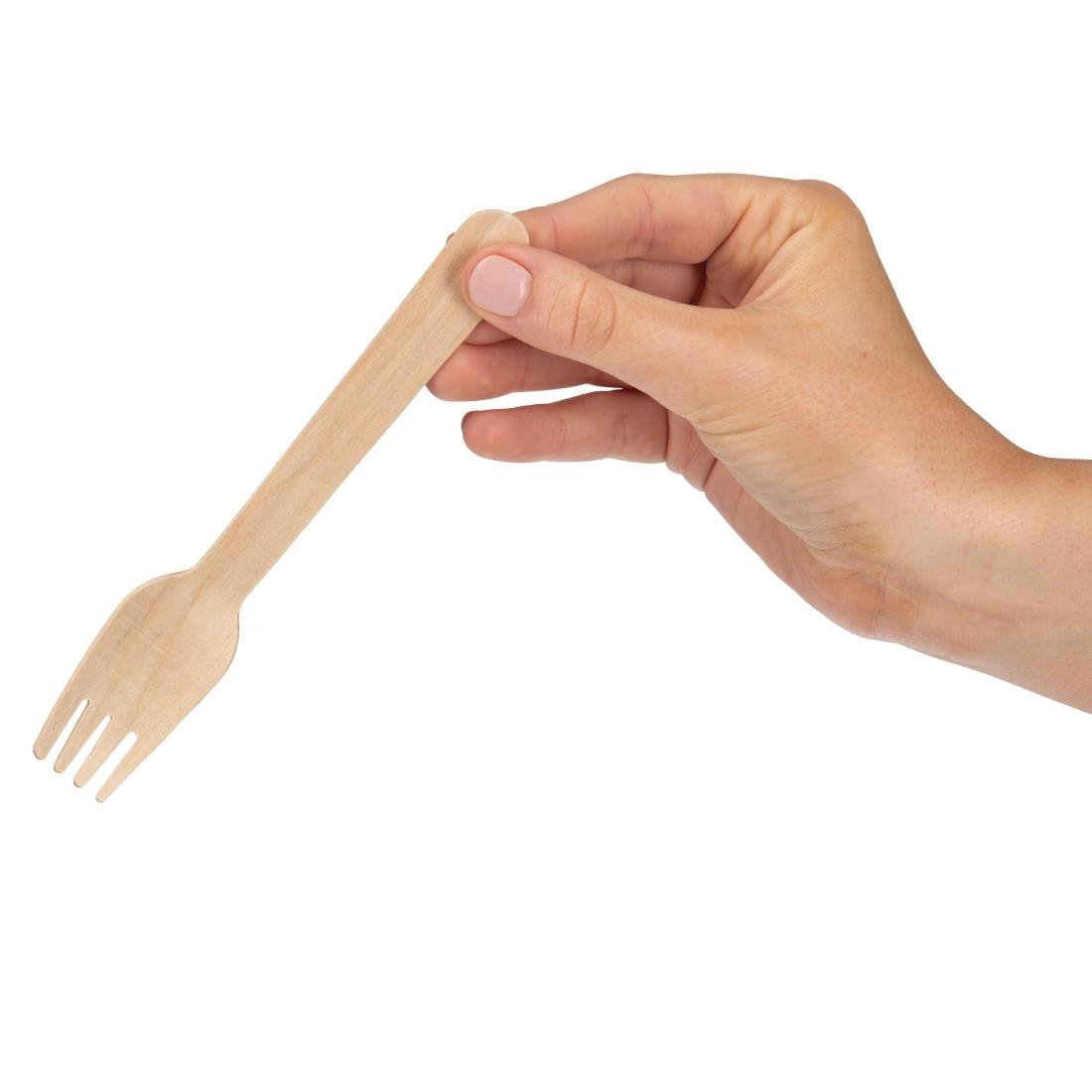Fiesta Compostable Biodegradable Disposable Birch Wood Forks (Pack of 100) - CD903