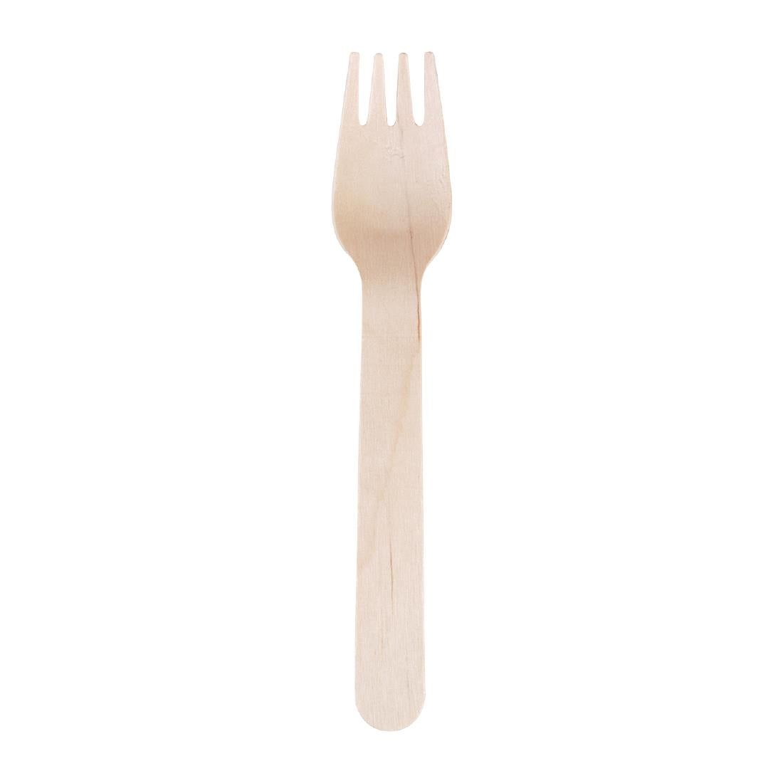 Fiesta Compostable Biodegradable Disposable Birch Wood Forks (Pack of 100) - CD903