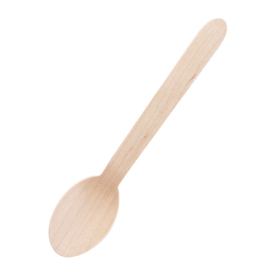 Fiesta Compostable Biodegradable Disposable Wooden Dessert Spoons (Pack of 100) - CD904