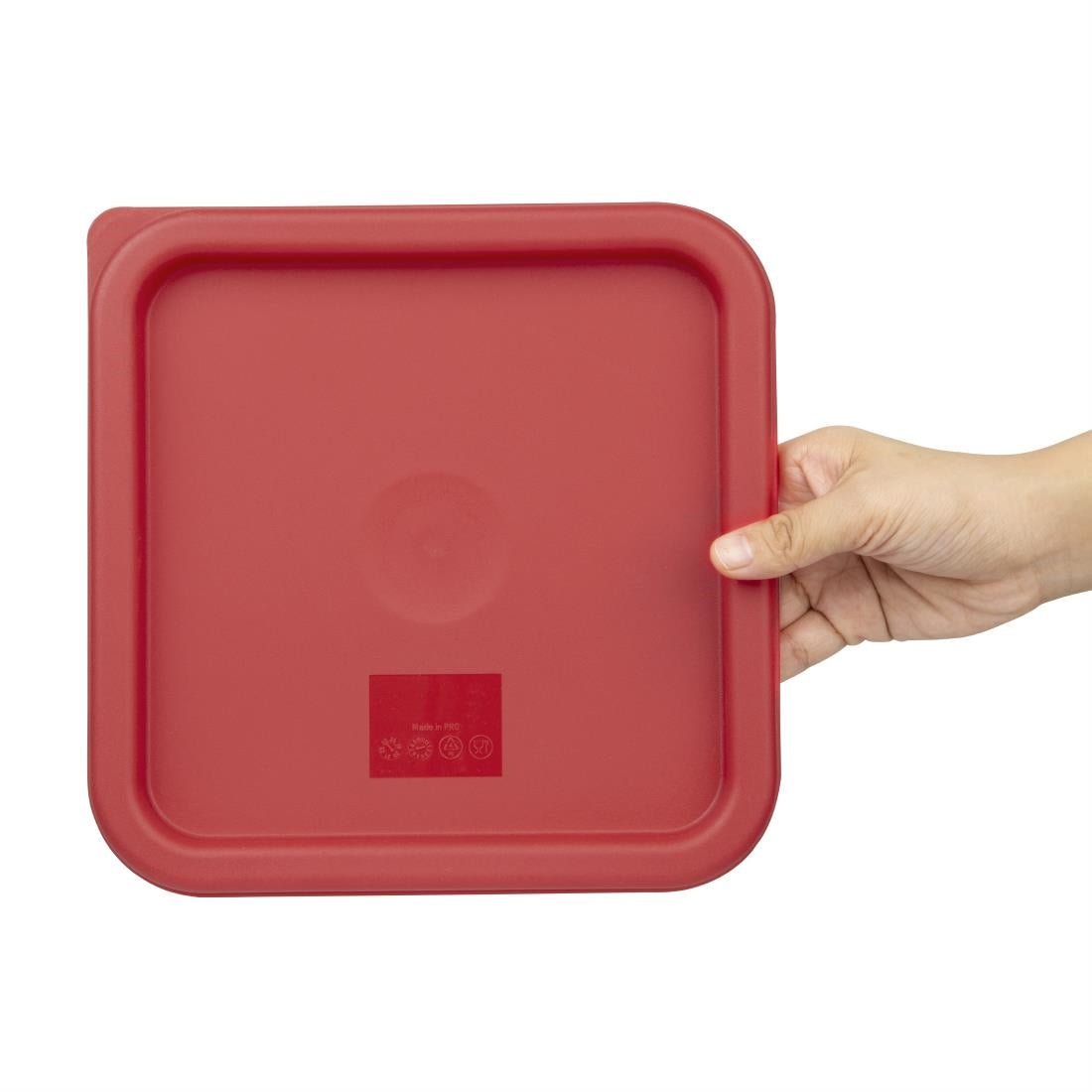 Hygiplas Red Square Food Storage Container Lid Medium - CF041