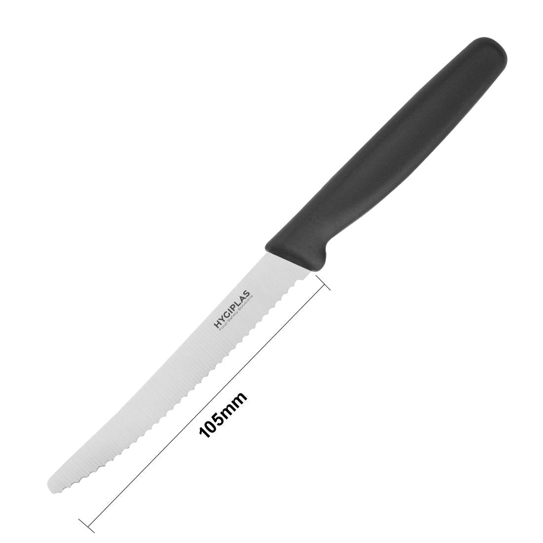 Hygiplas Serrated Tomato Knife Black 100mm - CF897