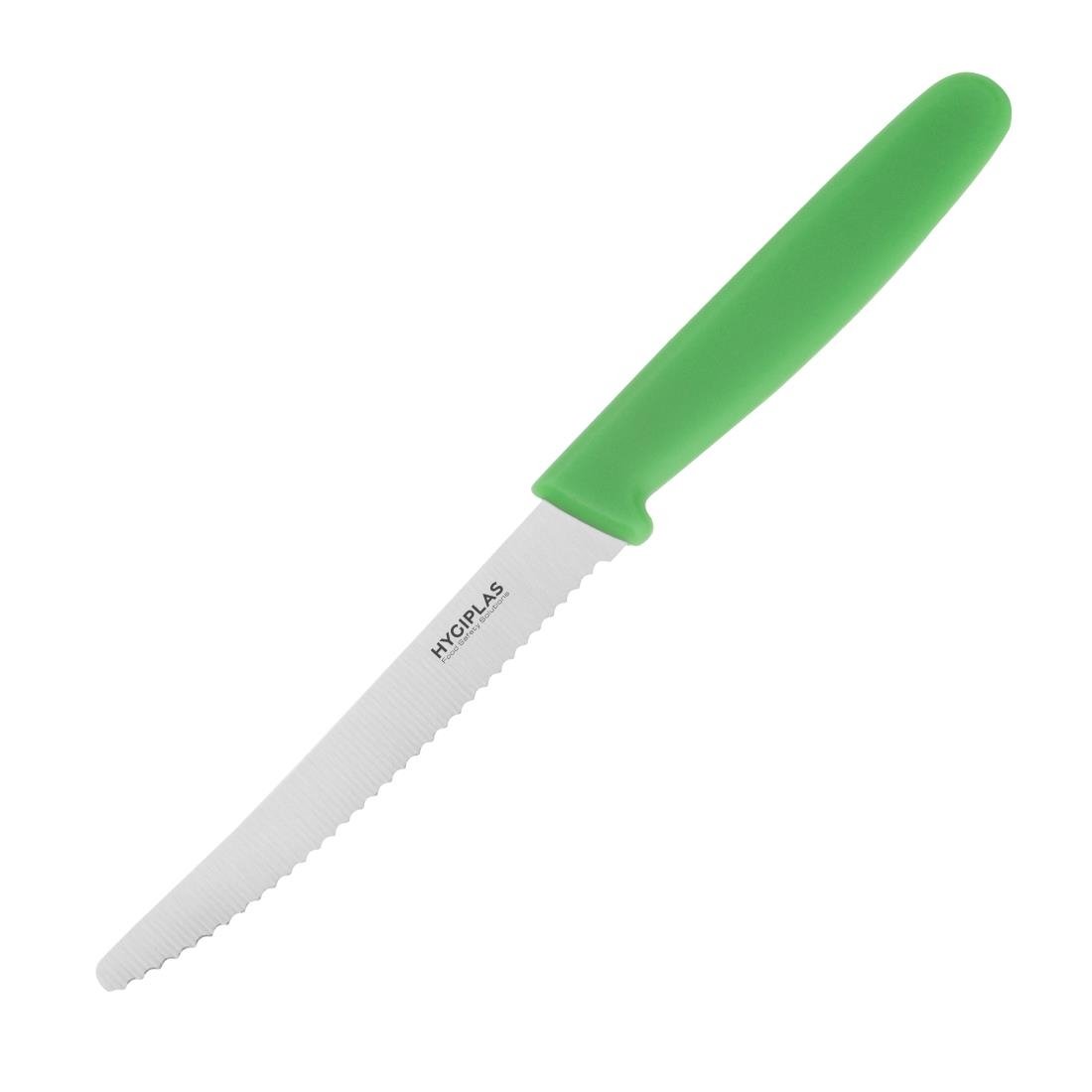 Hygiplas Serrated Tomato Knife Green 100mm - CF898