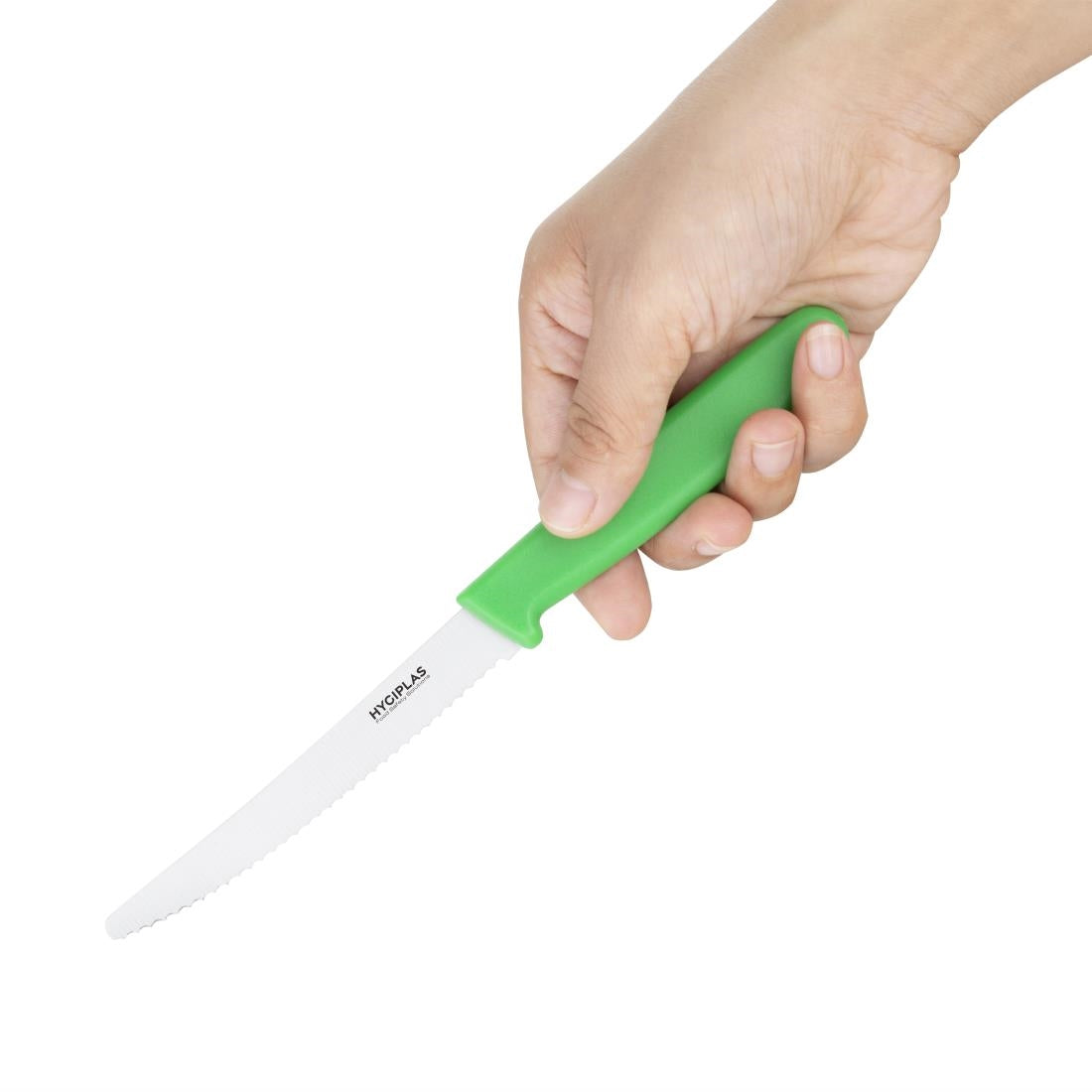 Hygiplas Serrated Tomato Knife Green 100mm - CF898