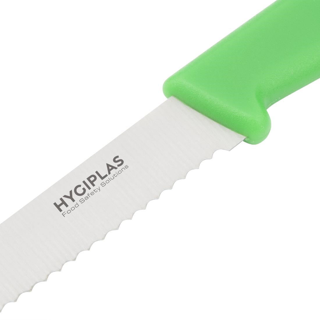 Hygiplas Serrated Tomato Knife Green 100mm - CF898