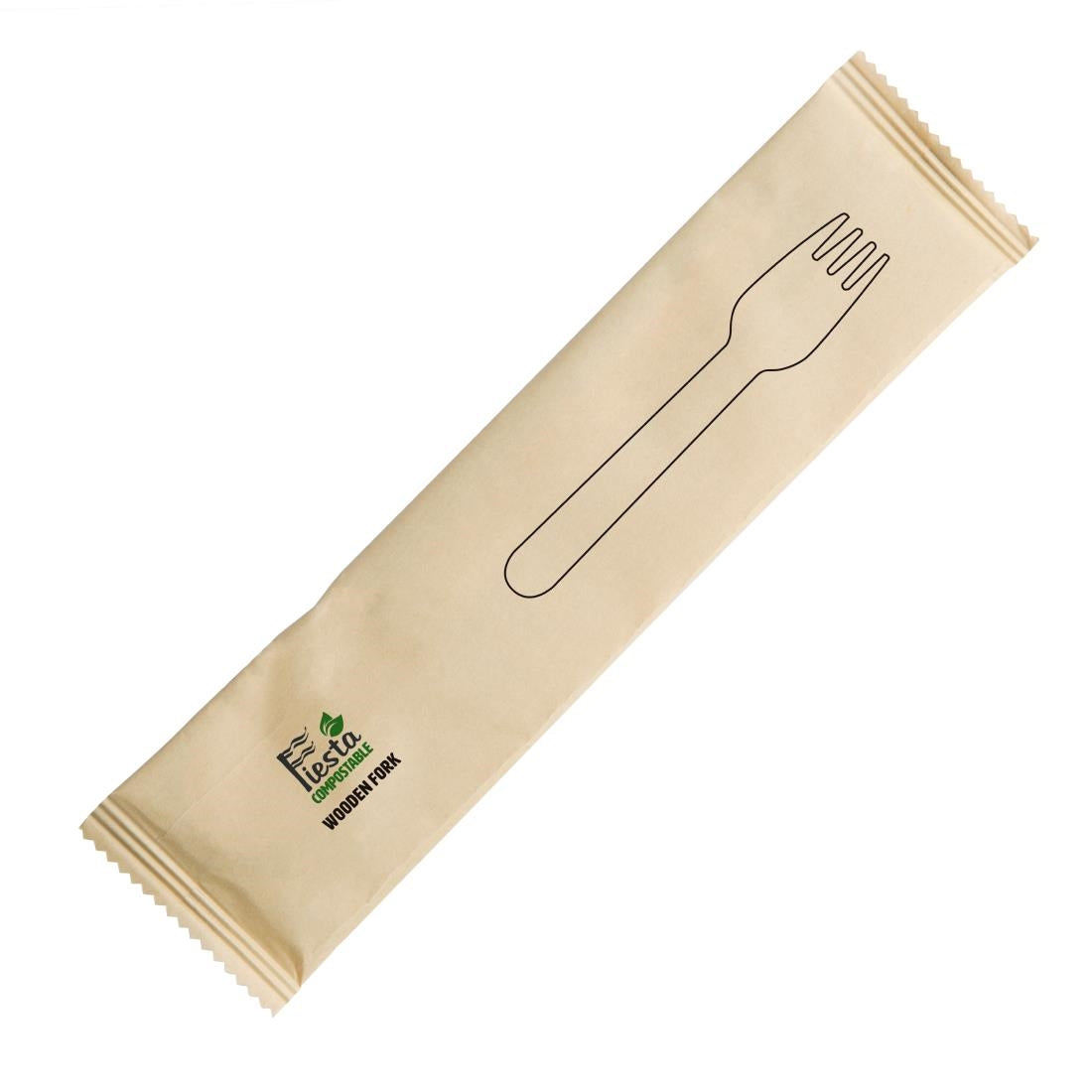 Fiesta Compostable Individually Wrapped Wooden Forks (Pack of 500) - CH083