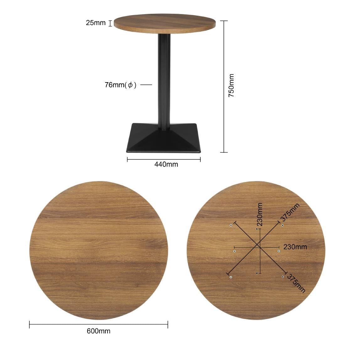 Bolero Complete Round Table 600mm - CH993