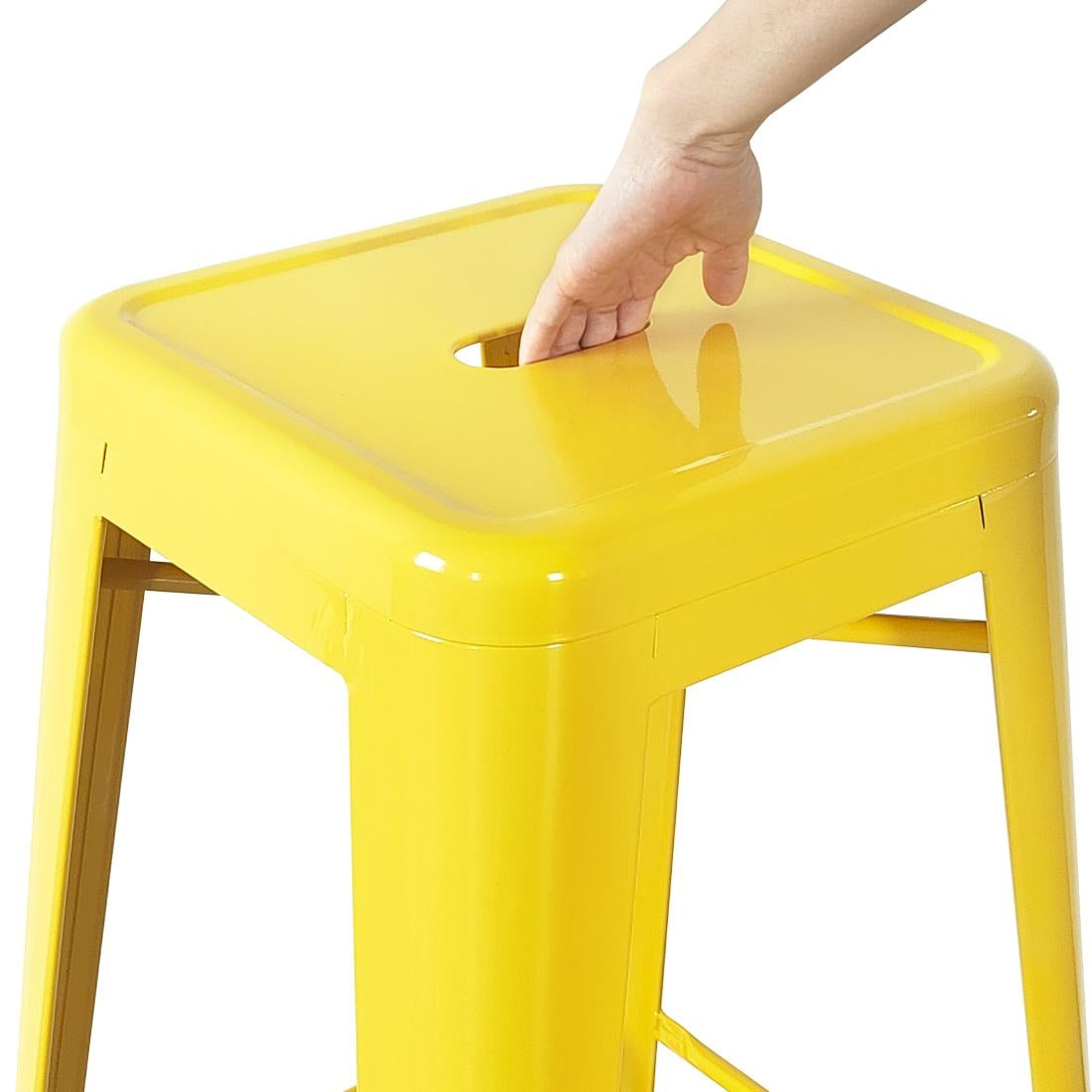 Bolero Bistro Metal High Bar Stool Yellow (4 Pack) - CH999