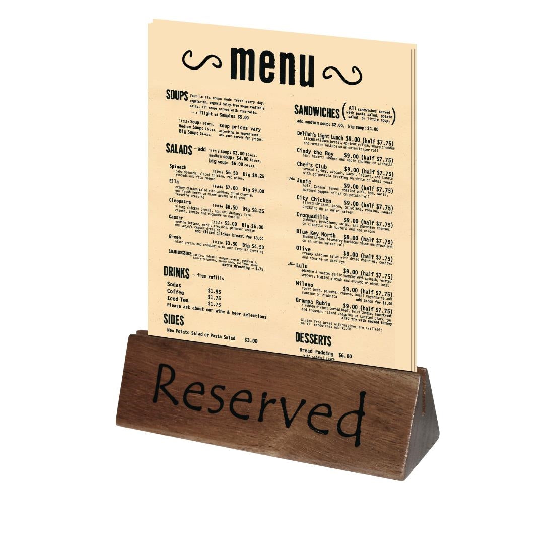 Olympia Acacia Menu Holder and Reserved Sign (10 Pack) - CL381