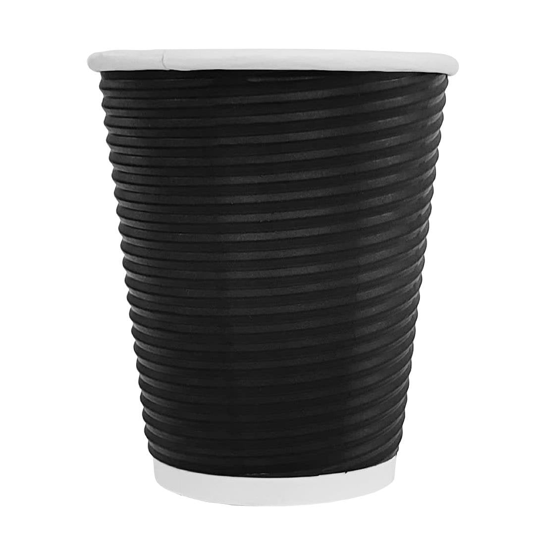 Fiesta Recyclable Takeaway Coffee Cups Ripple Wall Kraft Black 340ml (Pack of 25) - CM541