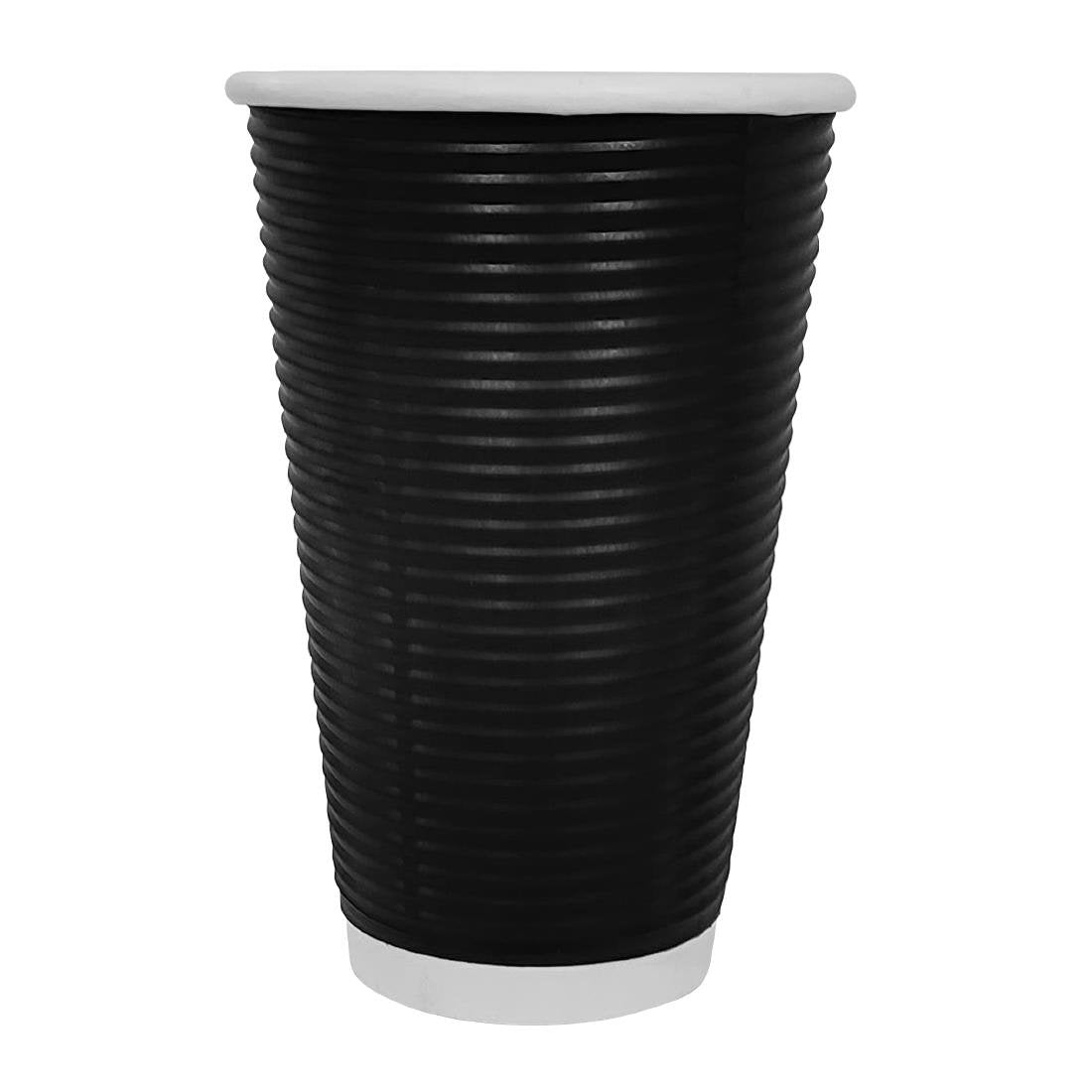 Fiesta Recyclable Takeaway Coffee Cups Ripple Wall Kraft Black 450ml (Pack of 25) - CM542