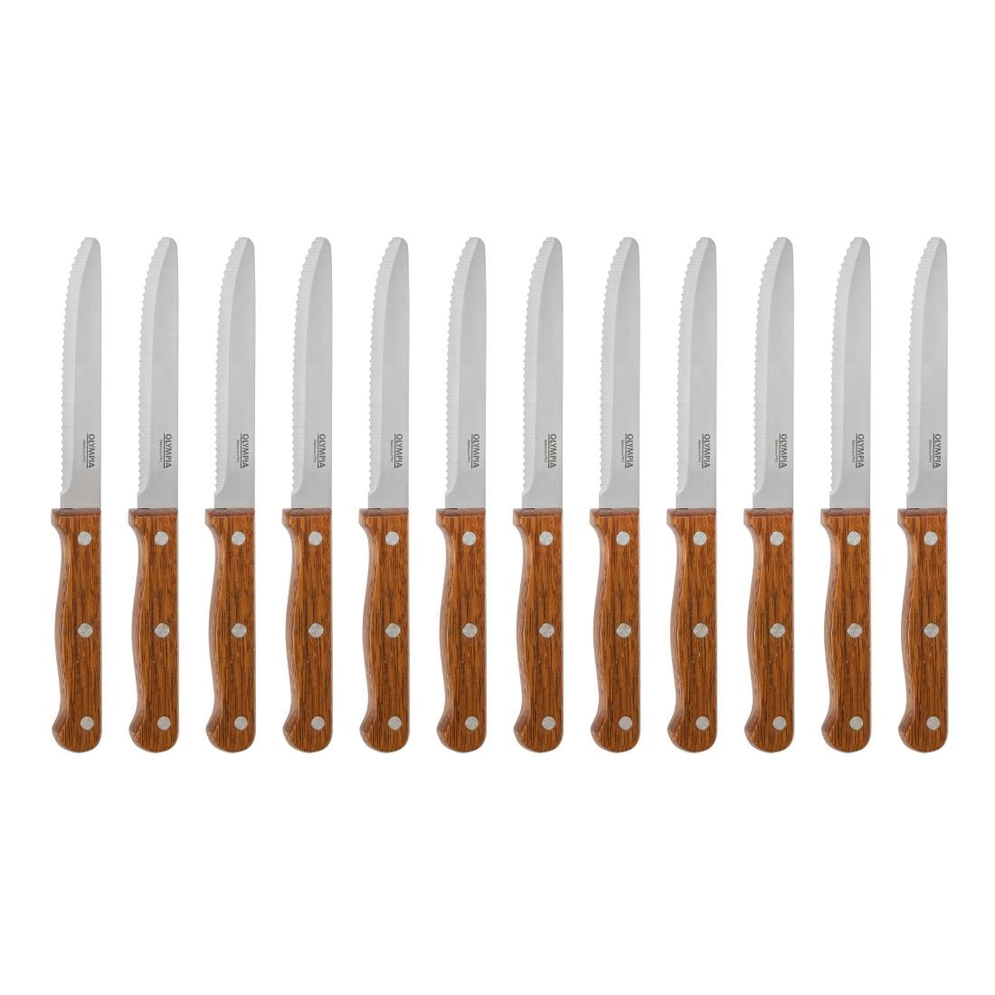 Olympia Rounded Steak Knives Wood (12 Pack) - CS717