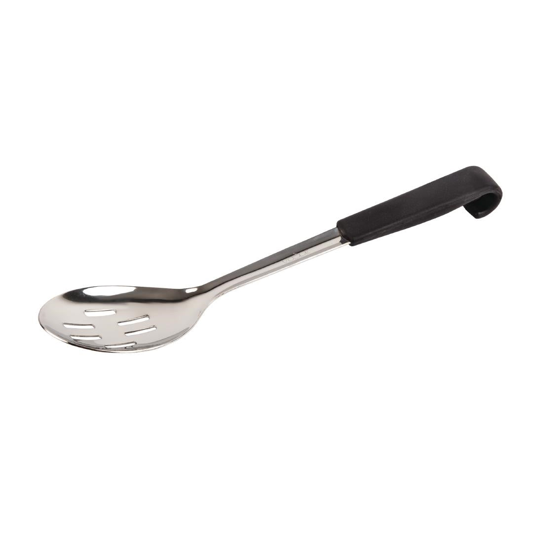 Vogue Slotted Serving Spoon Black Handle 340mm - CS911
