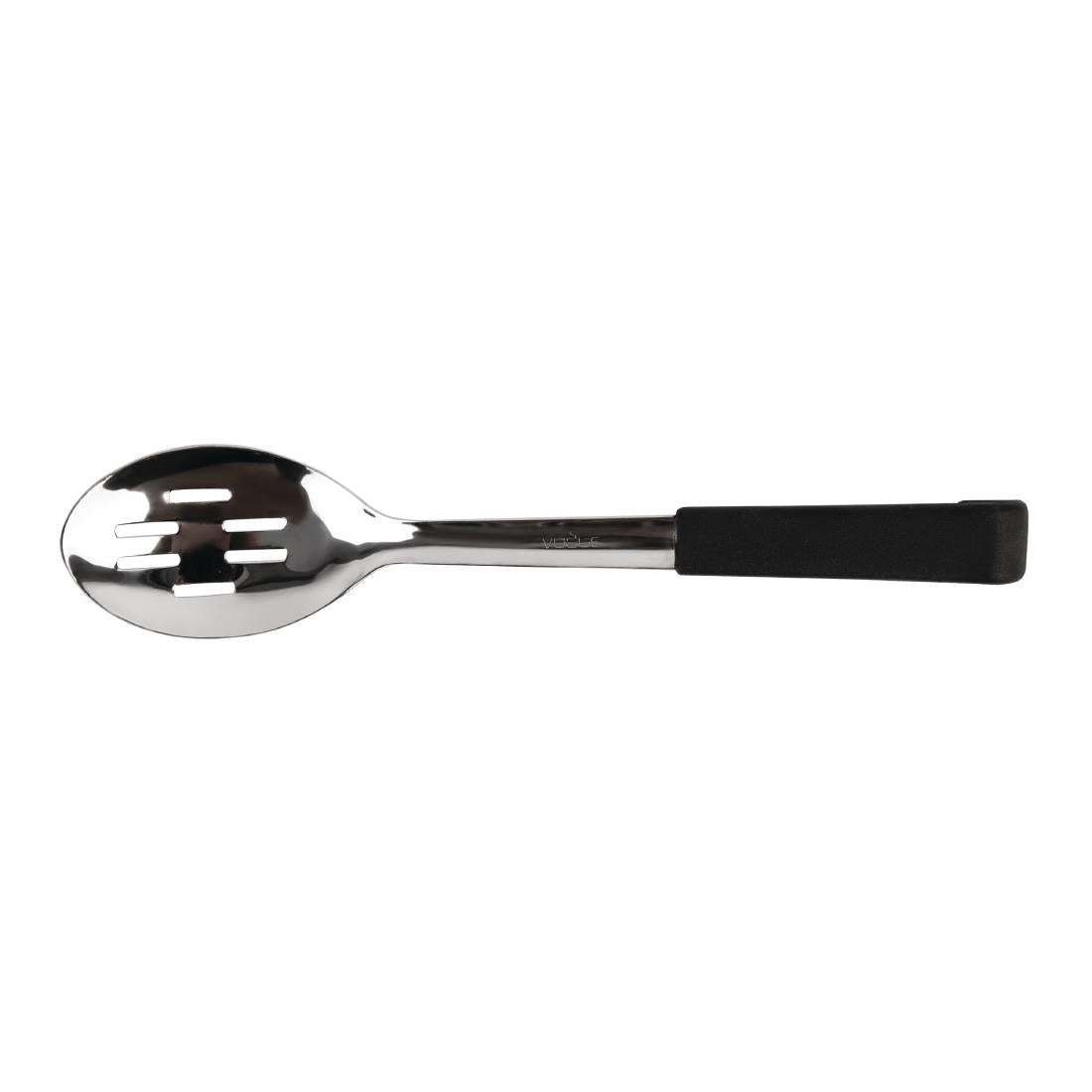 Vogue Slotted Serving Spoon Black Handle 340mm - CS911