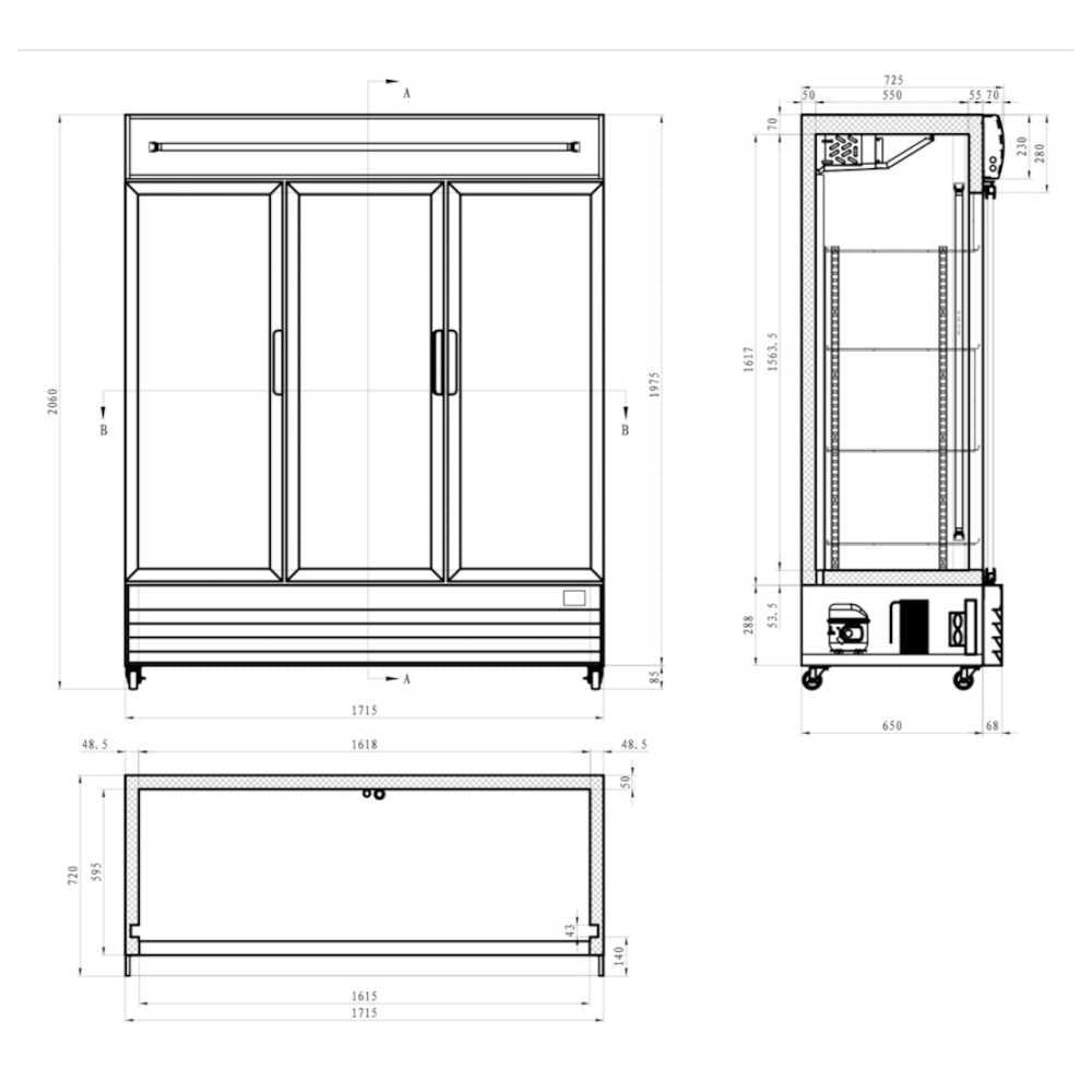 AG Equipment 1500L Triple Glass Door Upright Display Fridge CU1500TNG