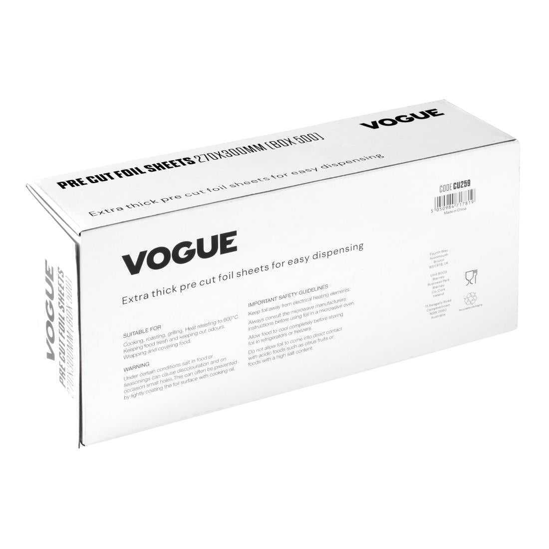Vogue Aluminium Foil Sheets 270x300mm (Pack of 500) - CU259