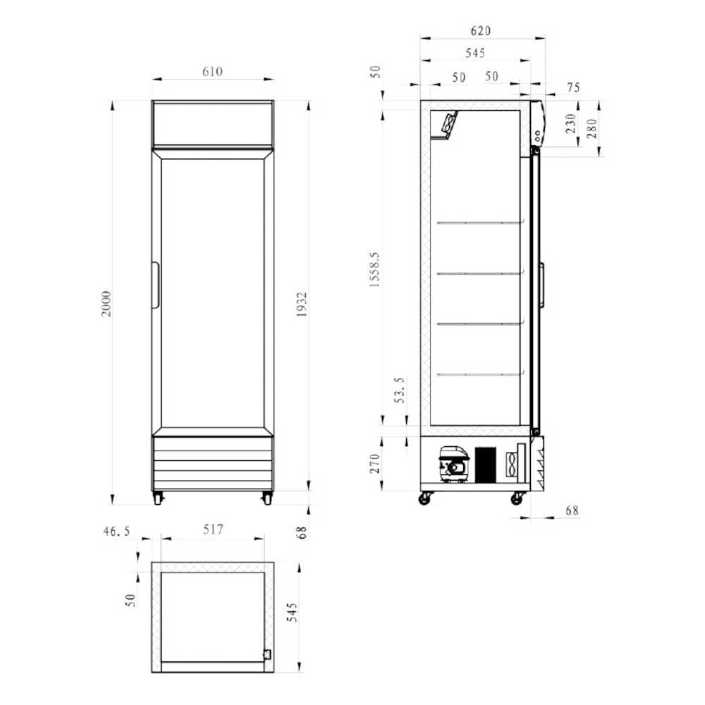 AG Equipment 420 Litre Single Door Upright Display Fridge - Glass Door CU420TNG