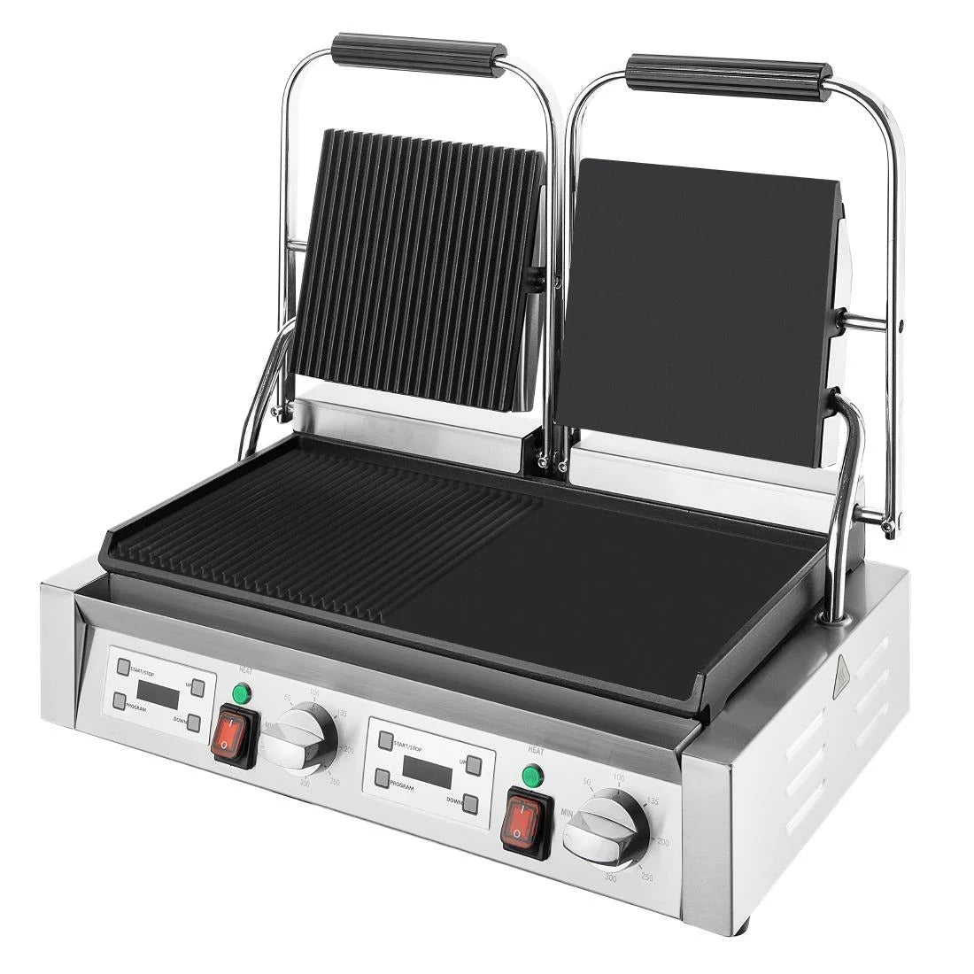 Apuro Double Half Ribbed Contact Grill - CU613-A