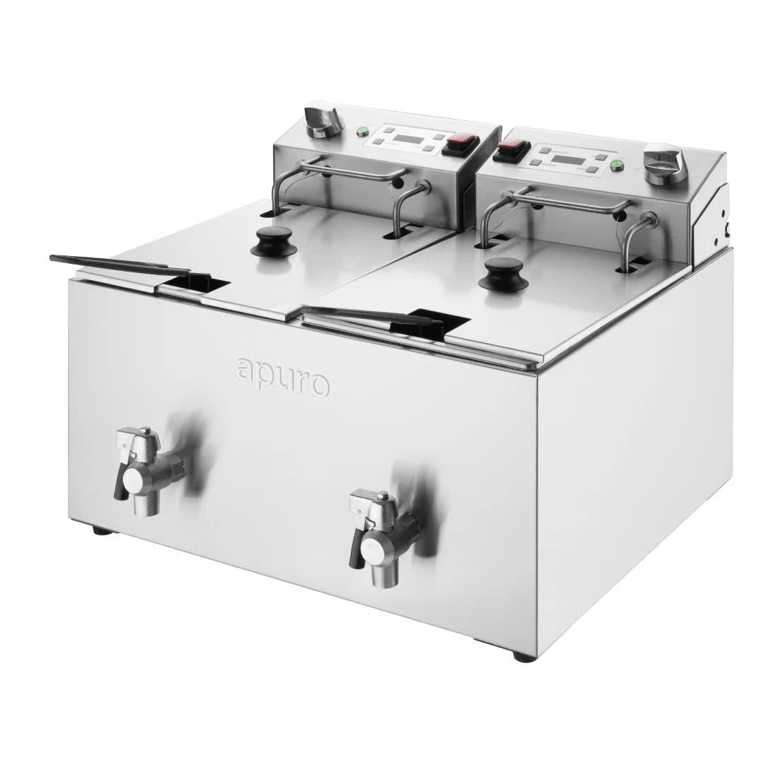 Apuro Twin Tank Electric Fryer with Timer - 2x8Ltr - 2x2.9kW - CU621-A
