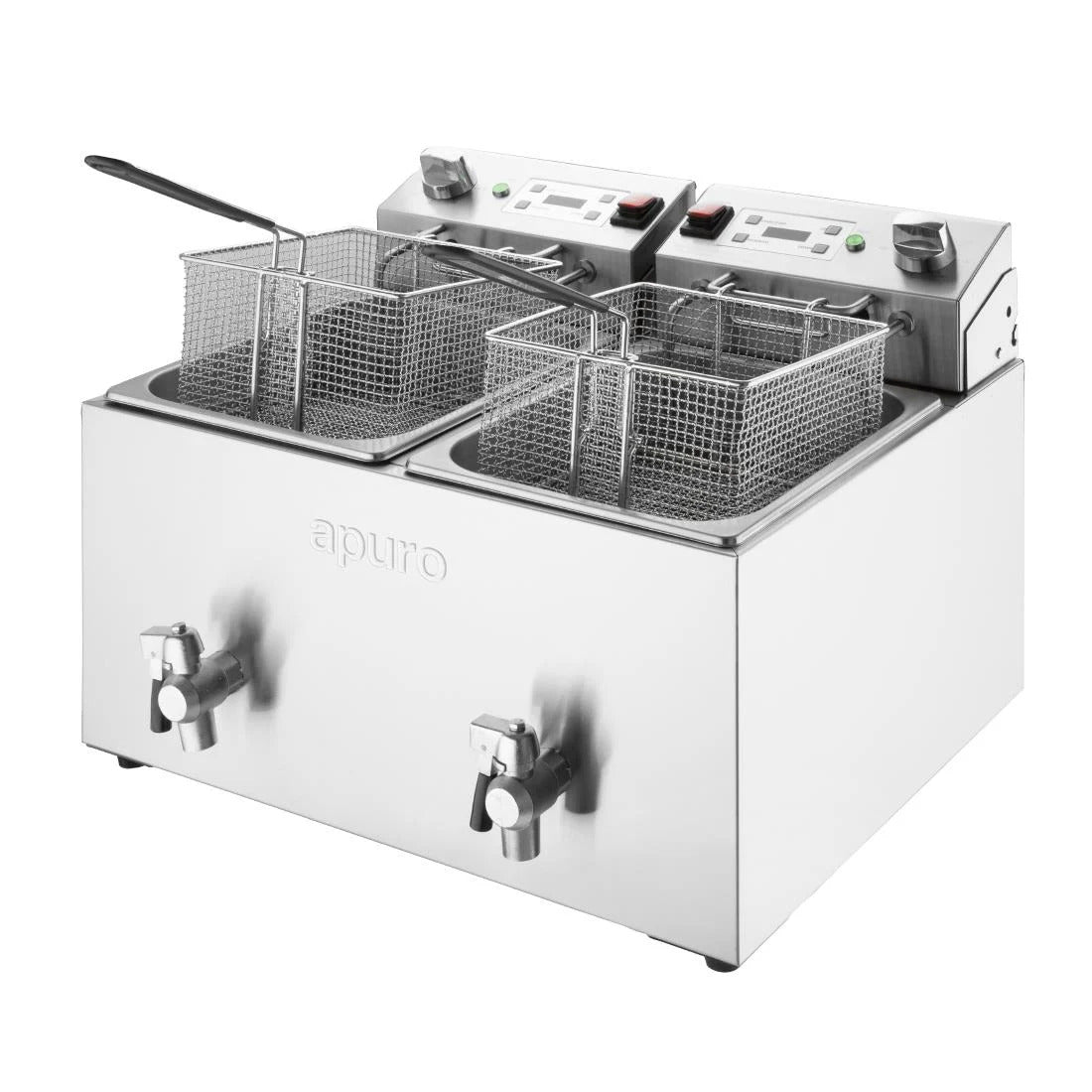 Apuro Twin Tank Electric Fryer with Timer - 2x8Ltr - 2x2.9kW - CU621-A
