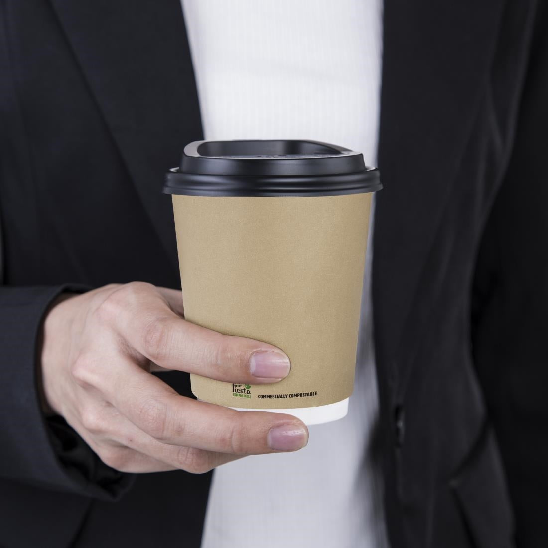 Fiesta Compostable Coffee Cups Double Wall 225ml (Pack of 500) - CU984