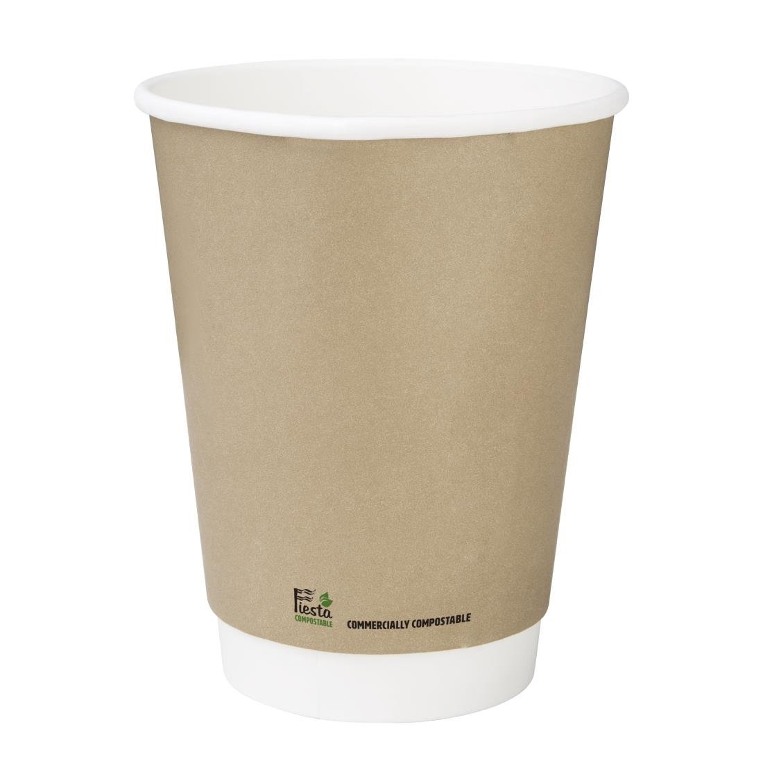 Fiesta Compostable Coffee Cups Double Wall 340ml (25 Pack) - CU987