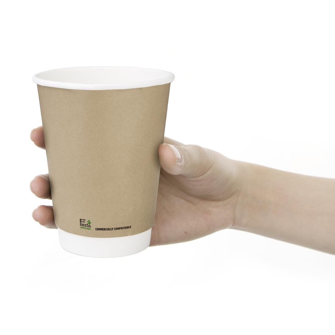 Fiesta Compostable Coffee Cups Double Wall 340ml (25 Pack) - CU987