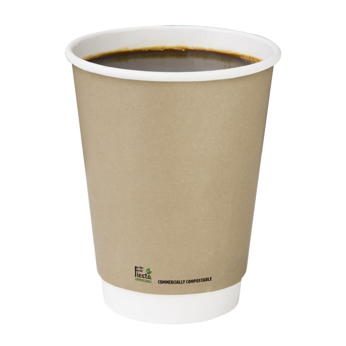 Fiesta Compostable Coffee Cups Double Wall 340ml (25 Pack) - CU987
