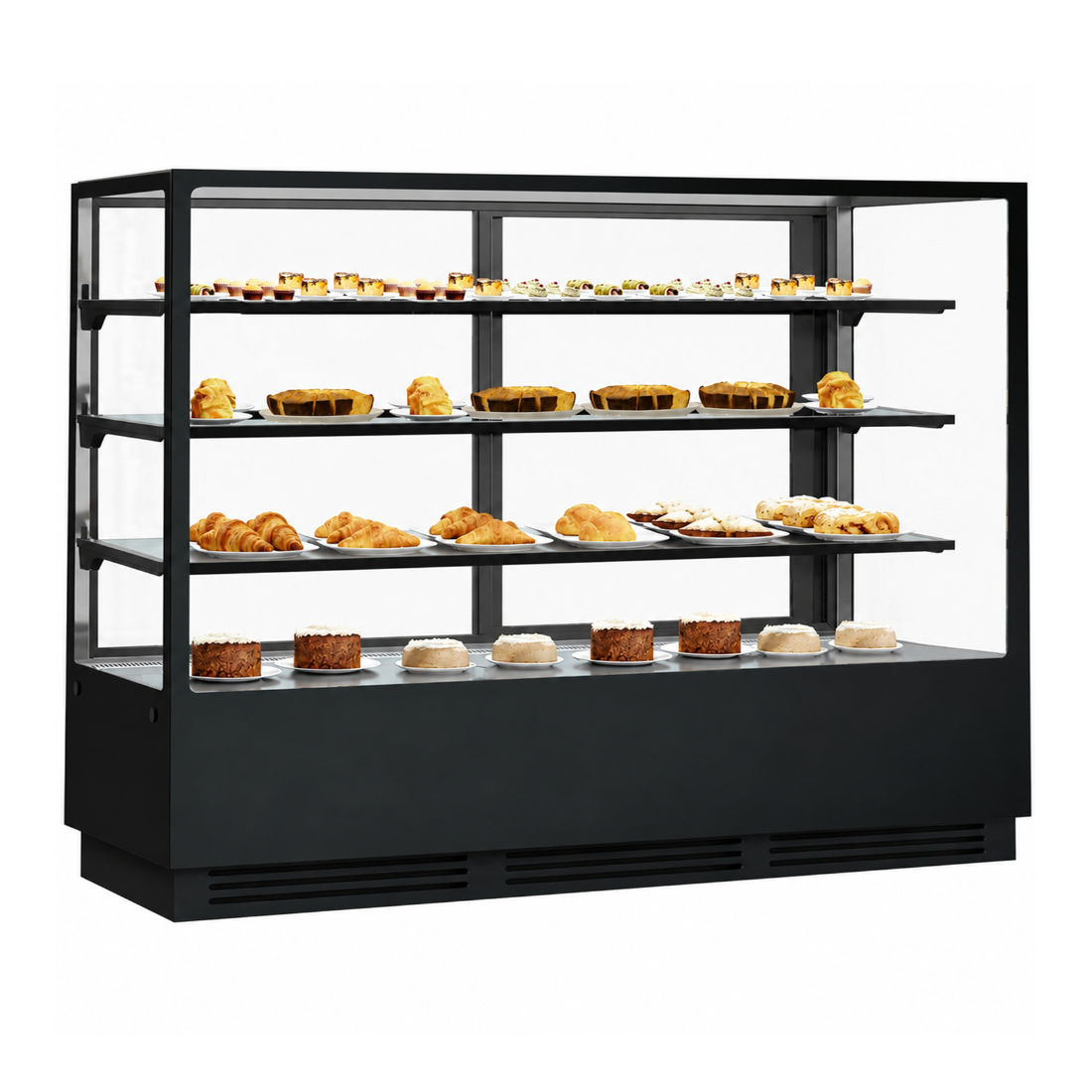 Bonvue Noir Prime 1800mm 3 Shelves Square Cake Display Cabinet - CVS180-3B