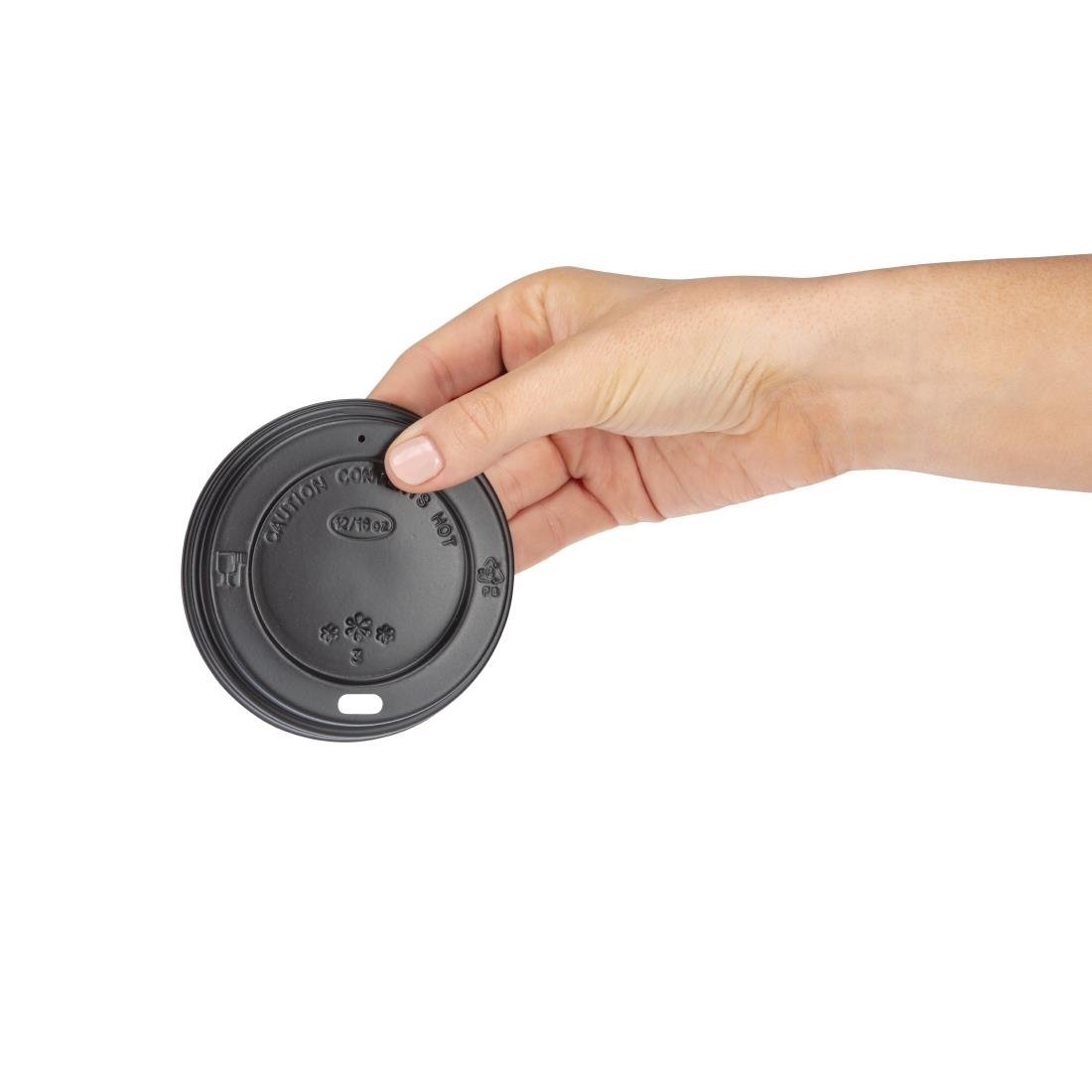 Fiesta Recyclable Coffee Cup Lids Black 340ml and 455ml (Pack of 1000) - CW718