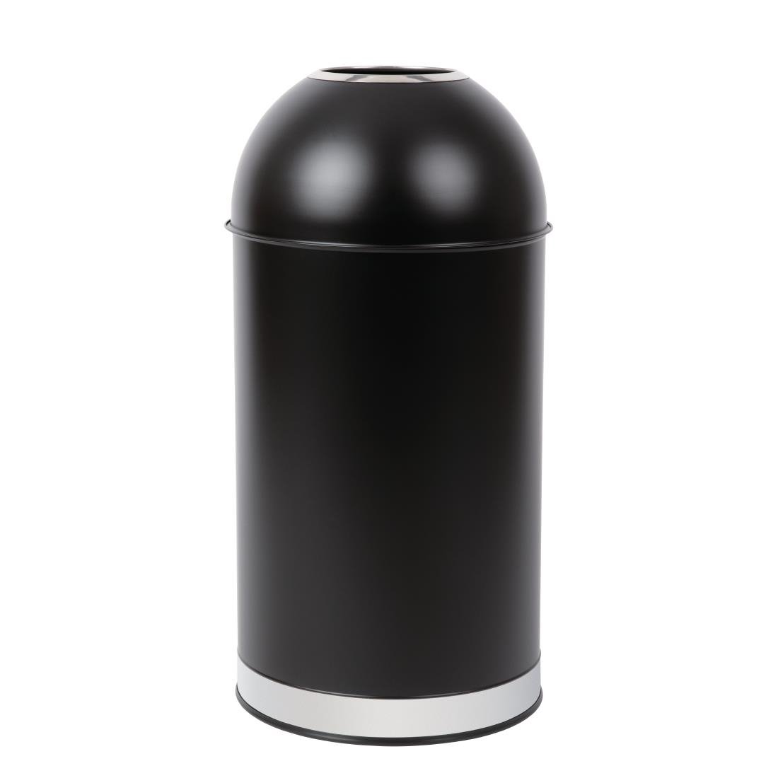 Bolero Stainless Steel Open Lid Bullet Bin Black 40 Litre - CW954