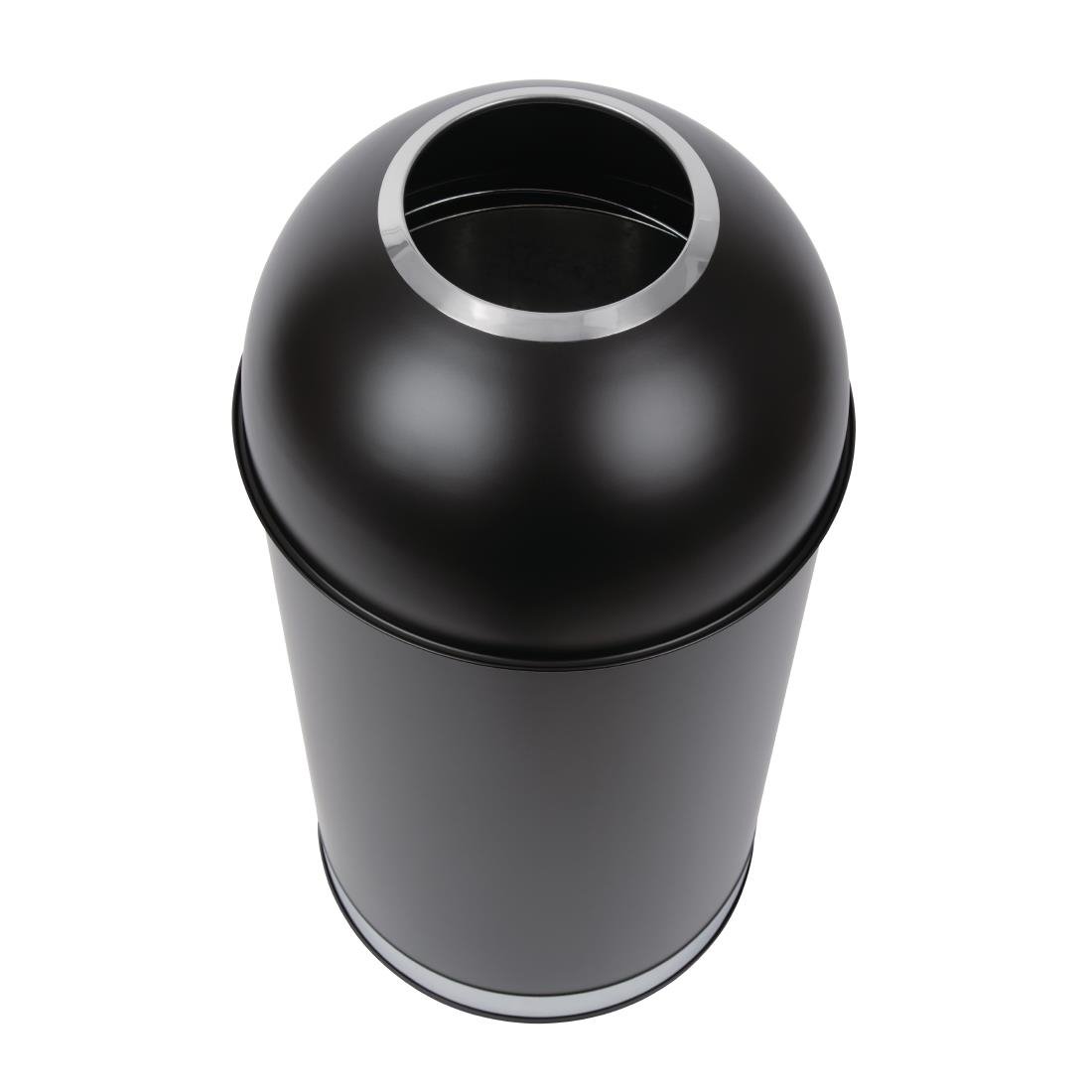 Bolero Stainless Steel Open Lid Bullet Bin Black 40 Litre - CW954